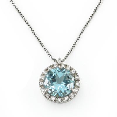 Collana Pendente Diamanti e Acquamarina 1.38 Ct
