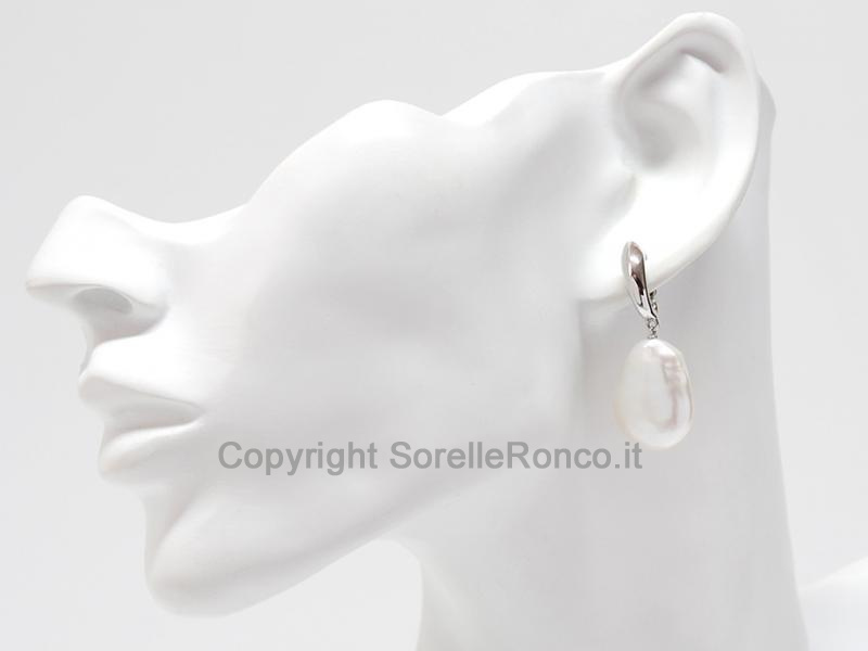 ORECCHINI ORO BIANCO 18KT  CON  PERLE BAROCCHE 