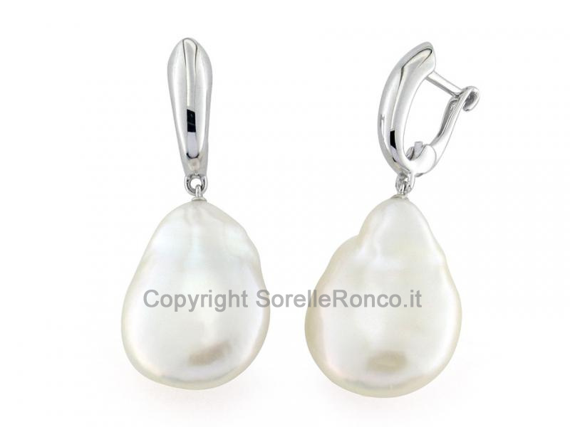 ORECCHINI ORO BIANCO 18KT  CON  PERLE BAROCCHE 