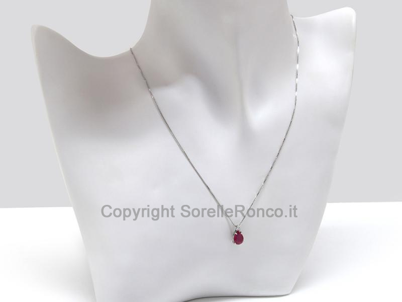 COLLANA CON PENDENTE BRILLANTE E CORINDONE 
