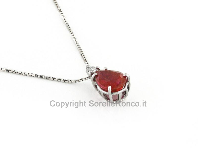 COLLANA CON PENDENTE BRILLANTE E CORINDONE 