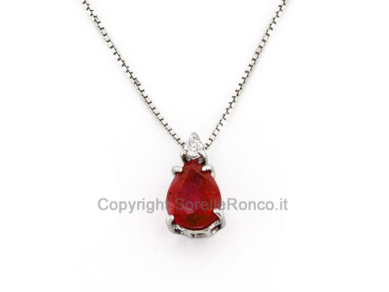 COLLANA CON PENDENTE BRILLANTE E CORINDONE 