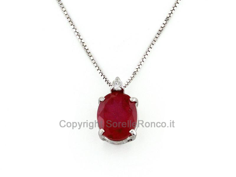 COLLANA CON PENDENTE BRILLANTE E CORINDONE 
