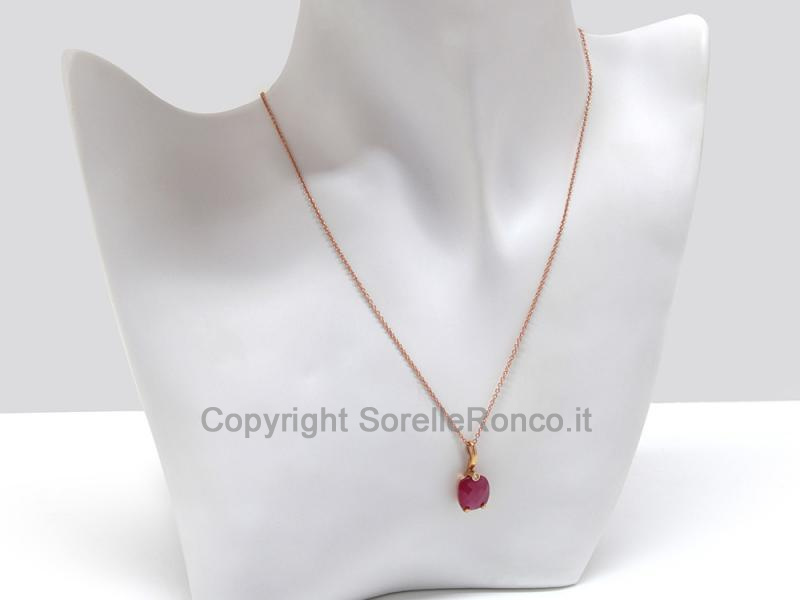 COLLANA CON PENDENTE BRILLANTE E CORINDONE 