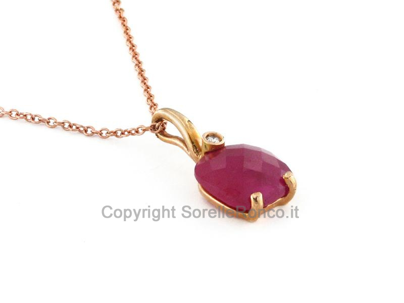 COLLANA CON PENDENTE BRILLANTE E CORINDONE 
