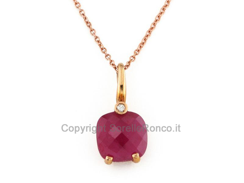 COLLANA CON PENDENTE BRILLANTE E CORINDONE 