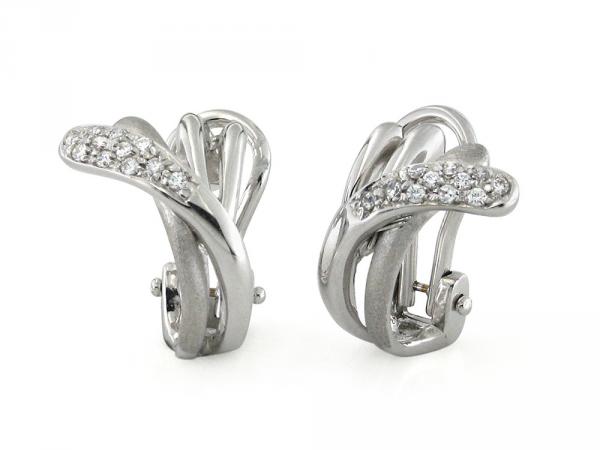CF02041 - Orecchini Decò Oro Bianco e Zirconi Brillanti