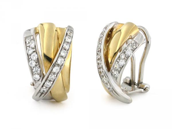 CF02042 - Orecchini Design In Oro Bicolor e Zirconi