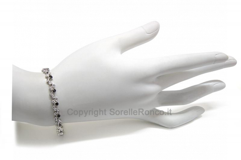 BRACCIALE TENNIS CON DIAMANTI NERI E BIANCHI