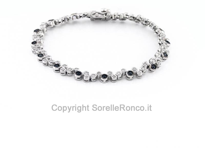 BRACCIALE TENNIS CON DIAMANTI NERI E BIANCHI