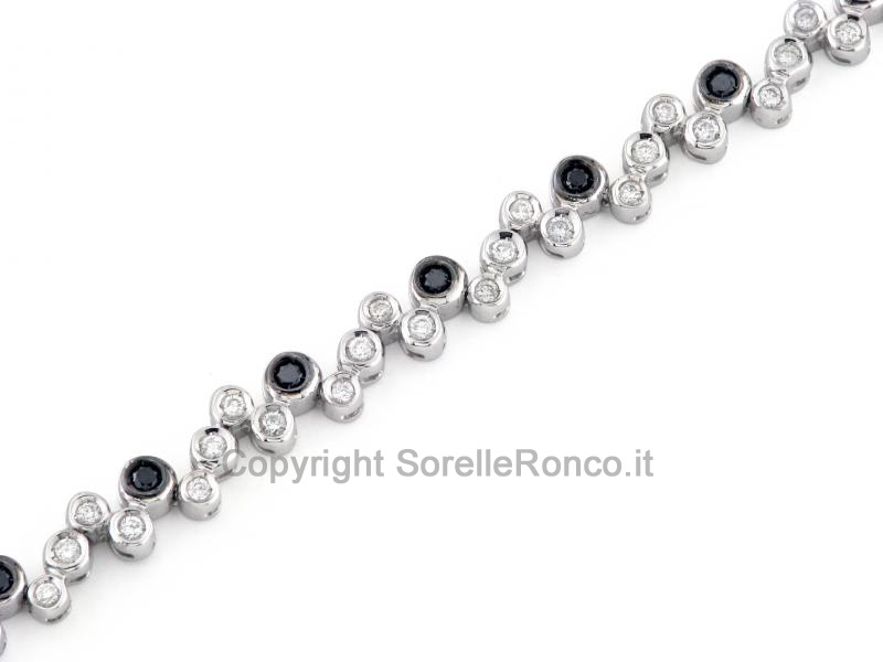BRACCIALE TENNIS CON DIAMANTI NERI E BIANCHI