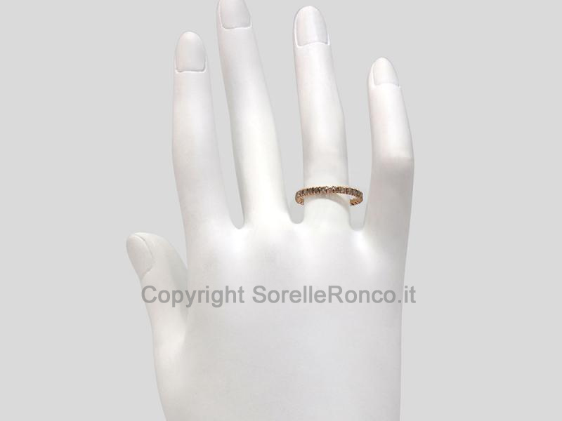ANELLO ETERNITY ORO ROSA DIAMANTI BROWN 0.80 CT