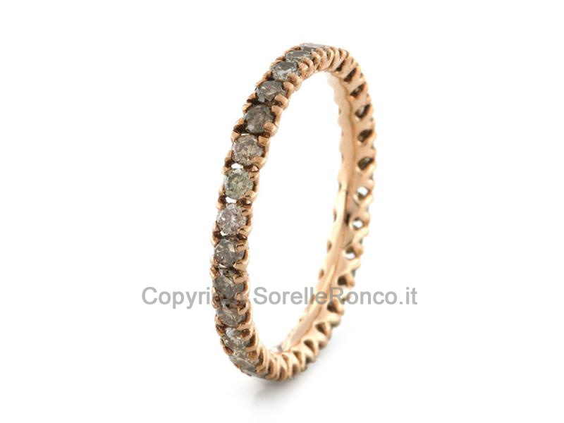 ANELLO ETERNITY ORO ROSA DIAMANTI BROWN 0.80 CT
