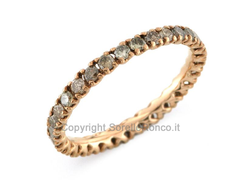 ANELLO ETERNITY ORO ROSA DIAMANTI BROWN 0.80 CT