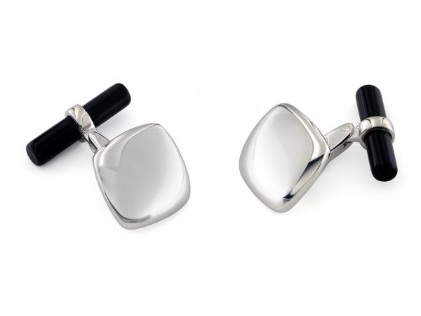 CF02078 - Gemelli a Bottone Quadrato in Argento con Onice