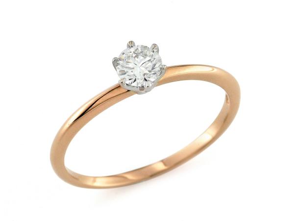 CF02080 - Anello Solitario Oro Rosa e Bianco con Diamante 