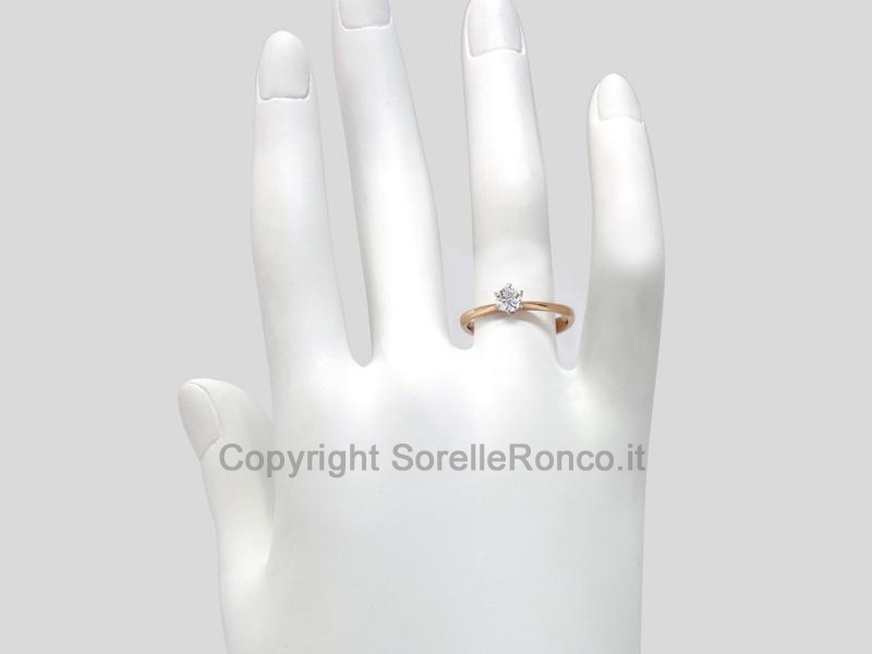 ANELLO SOLITARIO BICOLOR CON DIAMANTE 0.32 CT