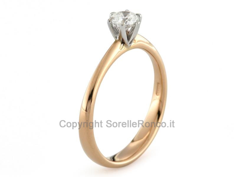 ANELLO SOLITARIO BICOLOR CON DIAMANTE 0.32 CT