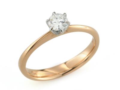 Anello Solitario Bicolor con Diamante 0.32 Ct