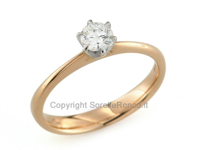 ANELLO SOLITARIO BICOLOR CON DIAMANTE 0.32 CT
