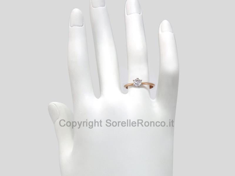 ANELLO SOLITARIO BICOLOR CON DIAMANTE 0.42 CT