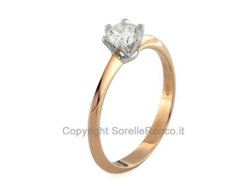 ANELLO SOLITARIO BICOLOR CON DIAMANTE 0.42 CT