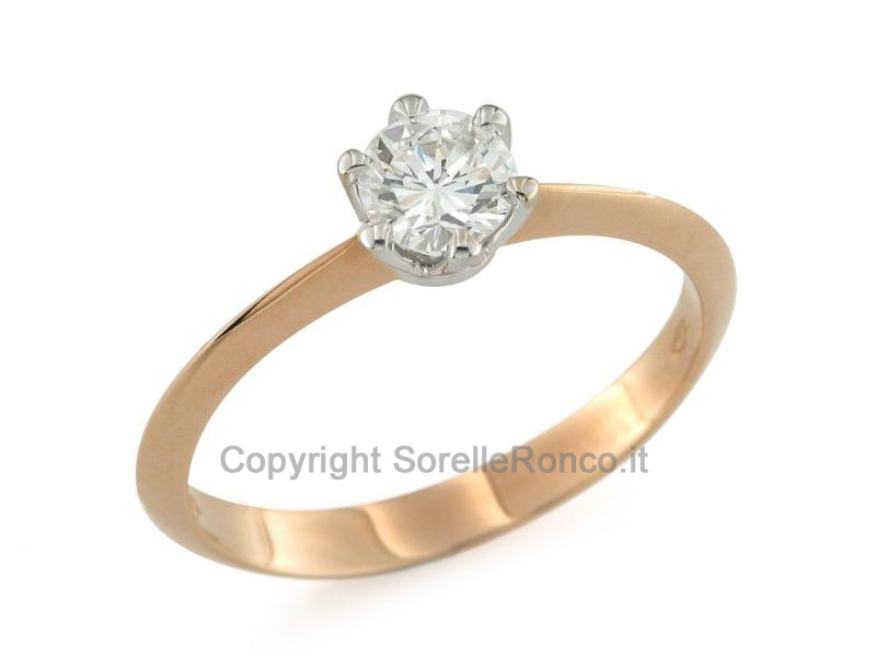 ANELLO SOLITARIO BICOLOR CON DIAMANTE 0.42 CT