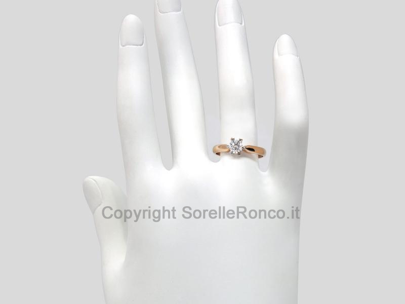 ANELLO SOLITARIO BICOLOR CON DIAMANTE 0.48 CT