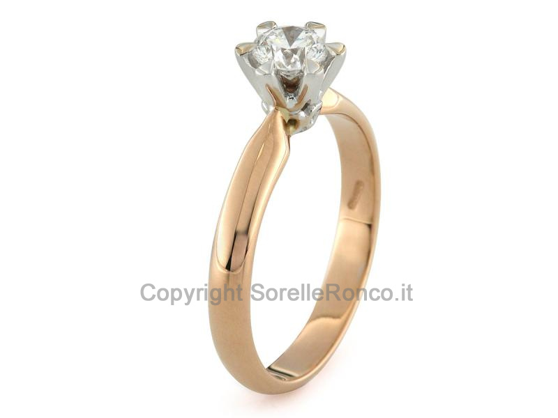 ANELLO SOLITARIO BICOLOR CON DIAMANTE 0.48 CT