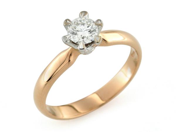 CF02083 - Anello Solitario Bicolor con Diamante 0.48 Ct