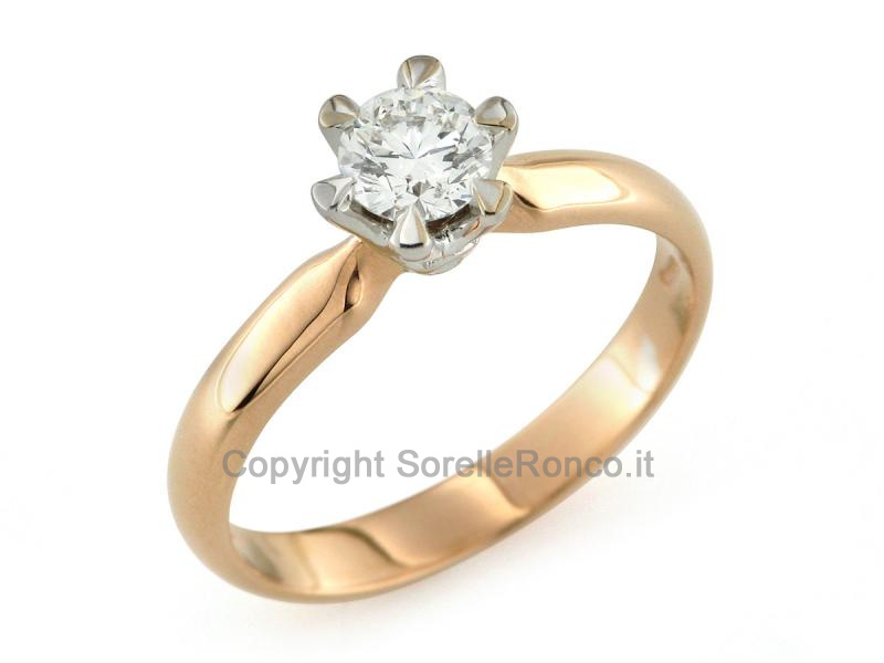 ANELLO SOLITARIO BICOLOR CON DIAMANTE 0.48 CT