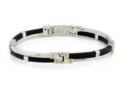Bracciale Caucciù e Argento Placcato Oro