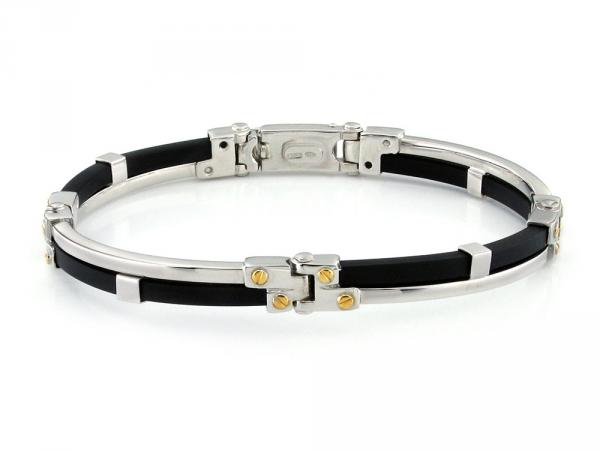 CF02093 - Bracciale Caucciù e Argento Placcato Oro