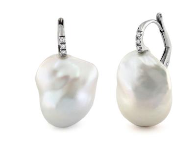 Orecchini Oro Bianco 18Kt  con Perle D&#39;acqua Dolce