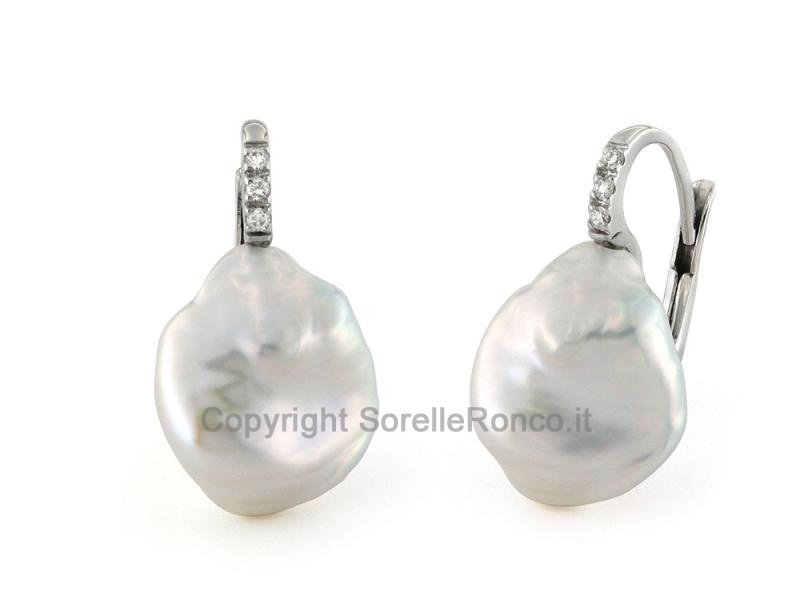 ORECCHINI ORO BIANCO 18 KT CON PERLE KESHI