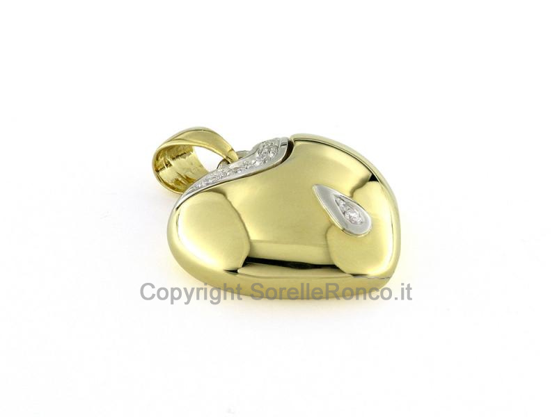 PENDENTE CUORE IN ORO BICOLOR E DIAMANTI
