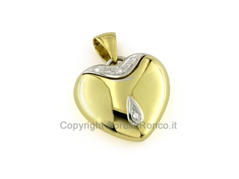 PENDENTE CUORE IN ORO BICOLOR E DIAMANTI