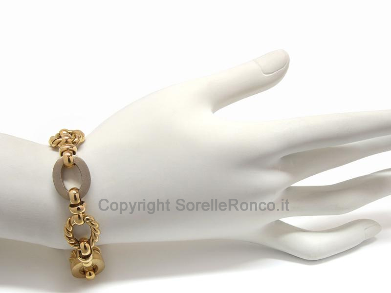 BRACCIALE IN ORO GIALLO E BIANCO CON LAPISLAZZULI