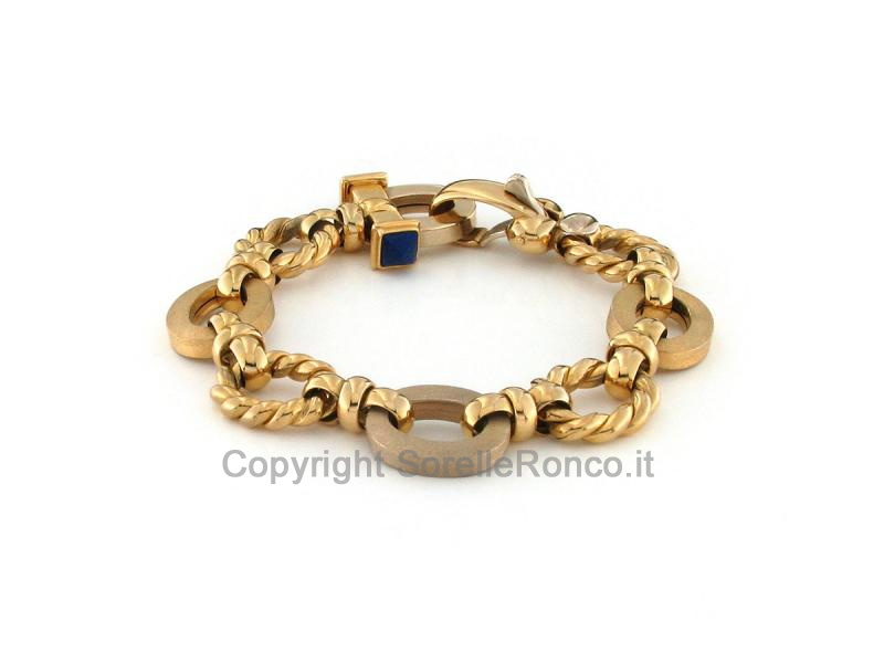 BRACCIALE IN ORO GIALLO E BIANCO CON LAPISLAZZULI