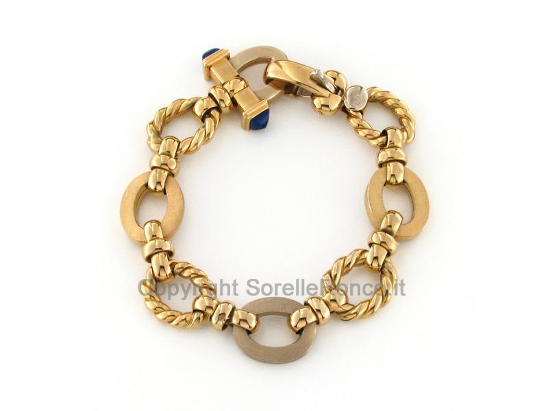 BRACCIALE IN ORO GIALLO E BIANCO CON LAPISLAZZULI