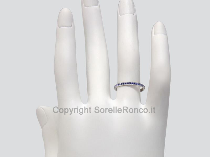 ANELLO ETERNITY ORO E ZIRCONI BLU