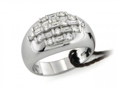 Anello Fantasia Bamboo Oro Bianco Diamanti