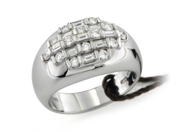 CF02170 - Anello Fantasia Bamboo Oro Bianco Diamanti