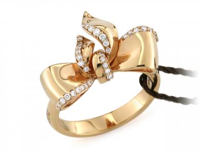 Anello Design Fiocco Oro Rosa e Diamanti 