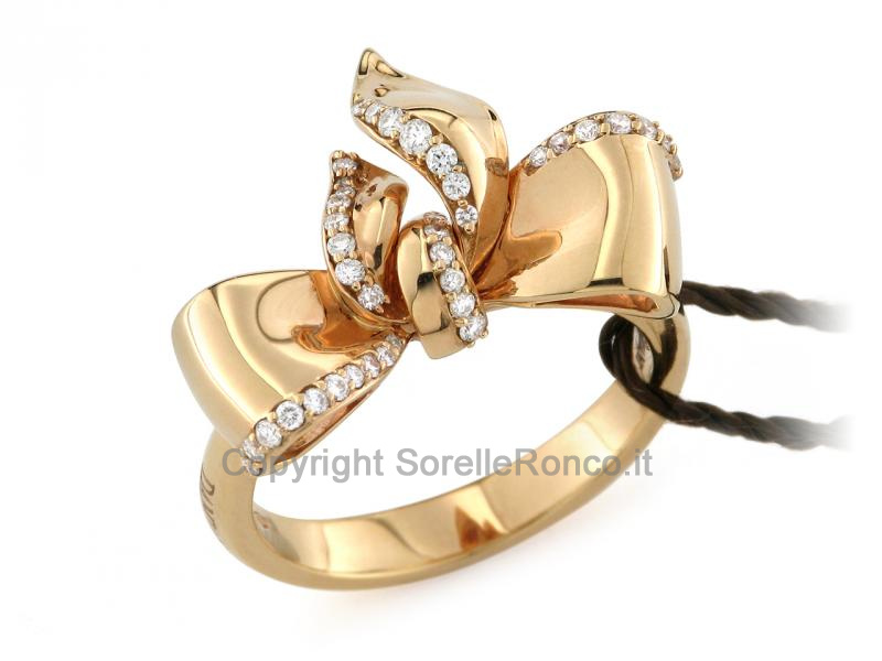 ANELLO DESIGN FIOCCO ORO ROSA E DIAMANTI 