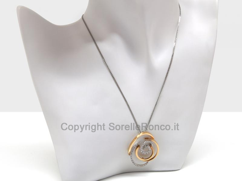 COLLANA DAMIANI ORO BIANCO  E ROSA CON DIAMANTI 