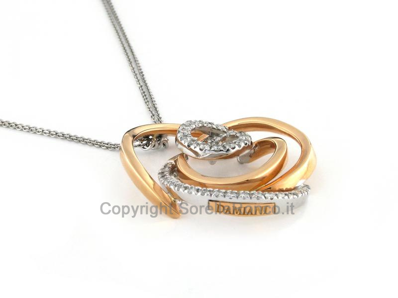 COLLANA DAMIANI ORO BIANCO  E ROSA CON DIAMANTI 