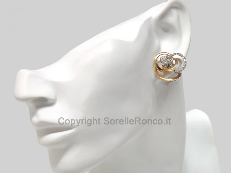 ORECCHINI DAMIANI ORO ROSA E BIANCO CON DIAMANTI 