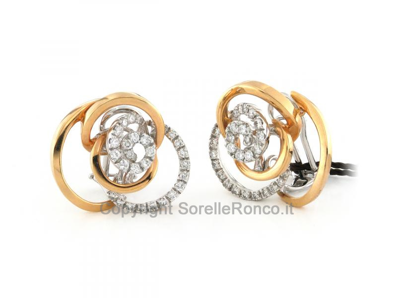 ORECCHINI DAMIANI ORO ROSA E BIANCO CON DIAMANTI 