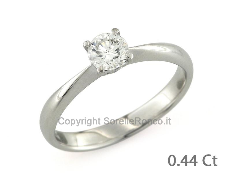 ANELLO SOLITARIO ORO BIANCO CON DIAMANTE 0.44 CT